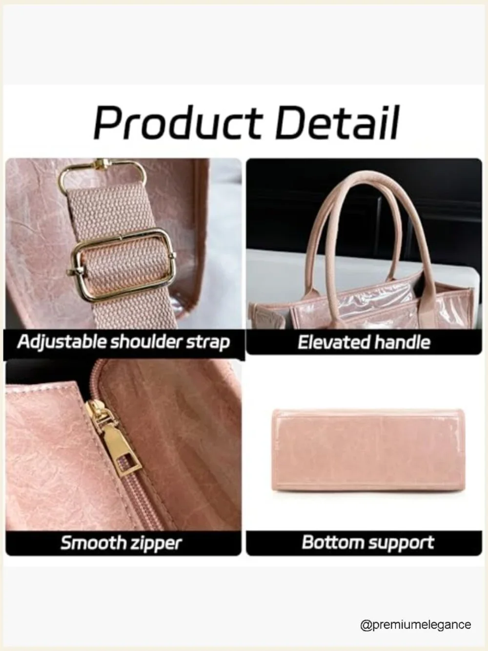 PVC Tote Bag Letters Print Hobo Handbags Kraft Paper Shoulder Bag Work Travel